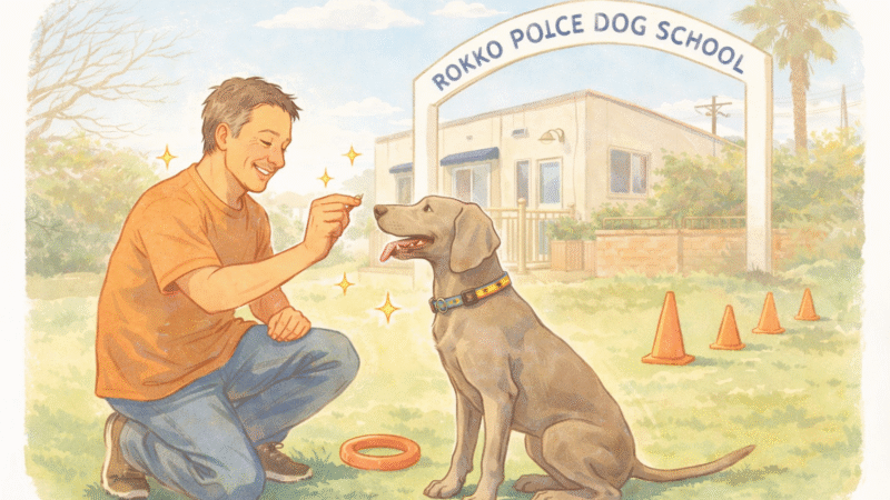 末広家で初めての大型犬。　ワイマラナーのしつけ相談｜六甲警察犬学校に行ってきました